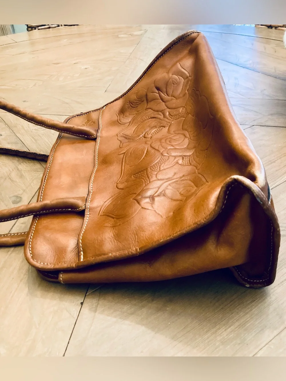 Patricia Nash Paris Large Satchel in Brown Leather